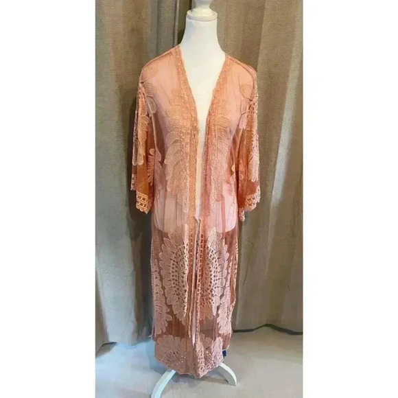 CUPSHE Women's Coral Sunflower Crochet Scallop Cover Up NWT - Picture 1 of 5